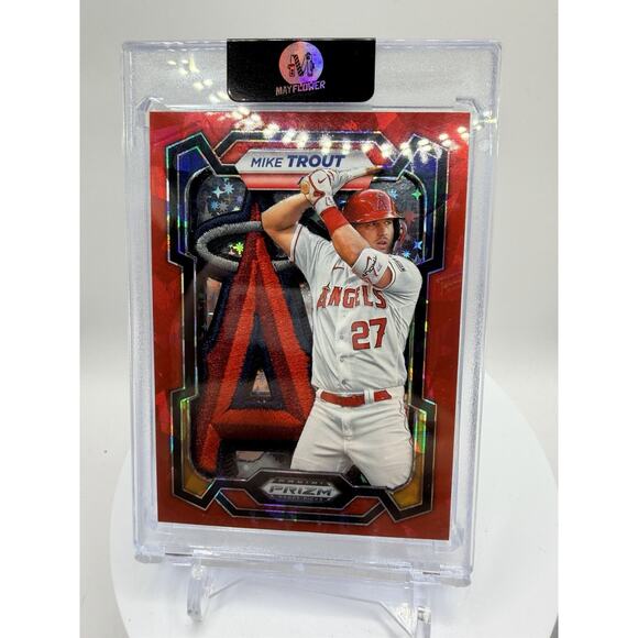 MIKE TROUT 2023 Topps Series 1 Commemorative Patch Los  Art Card Mike Trout With LA Angels Patch Made By Mayflower Custom Cards